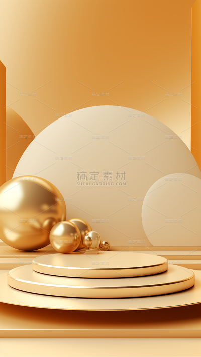 3D立体三维空间金色背景