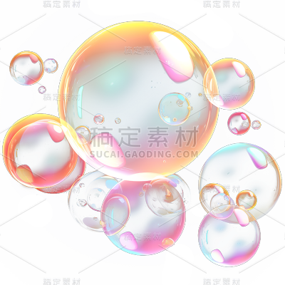 通用彩色透明气泡冒泡元素贴纸