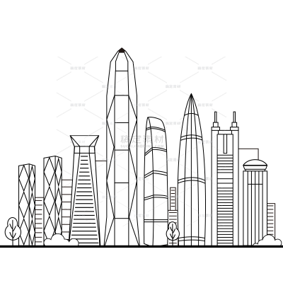 常规通用城市地标建筑剪影元素素材