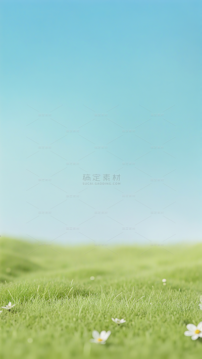labubu拉布布创意天空草地展台背景