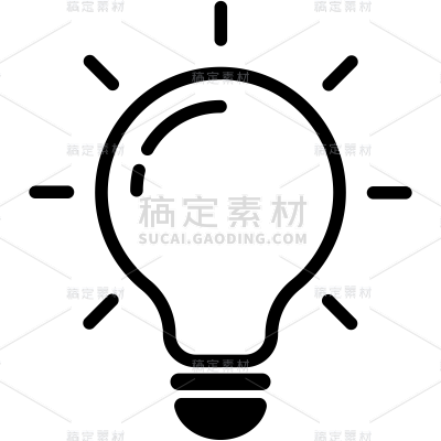 家居系列-插画灯泡图标贴纸元素