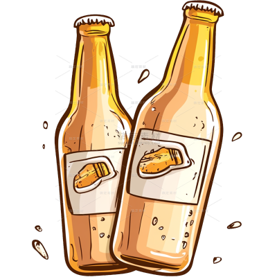 饮品系列插画啤酒碰杯贴纸