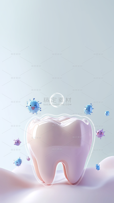 医疗系列3D牙齿细菌入侵背景图