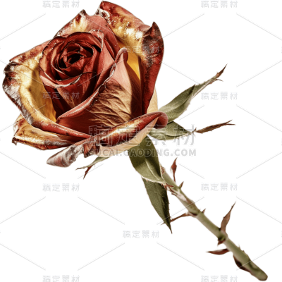 金色3D立体三维质感材质玫瑰花