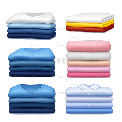 常规内容-服饰系列彩色叠好衣物插画元素组合