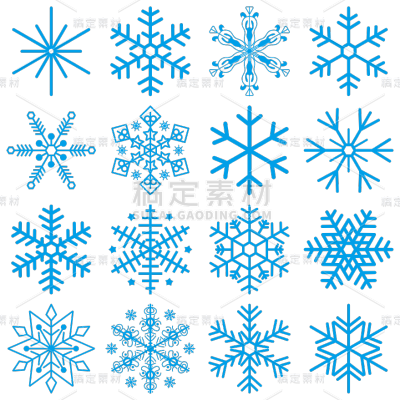 装饰系列矢量蓝色雪花装饰图标组合（td）