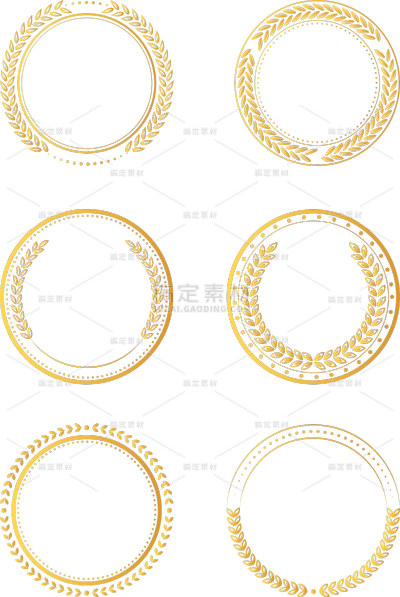 植物通用插画金色渐变麦穗边框元素素材