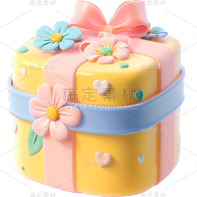 促销通用花朵软3D礼盒元素素材