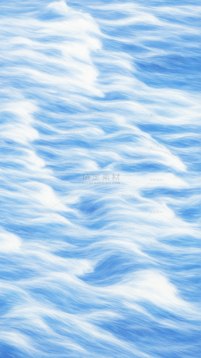 风光系列插画风白云蓝色海浪背景（td）