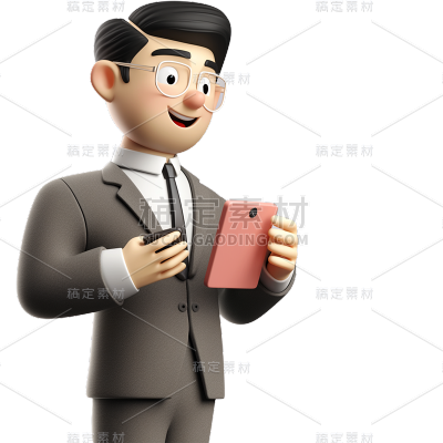 通用软3D立体银行保险销售公司白领金融人物贴纸