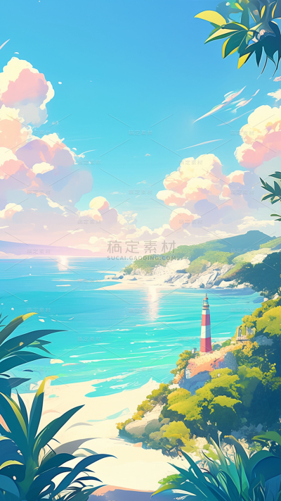 风光系列清新海边通用背景素材