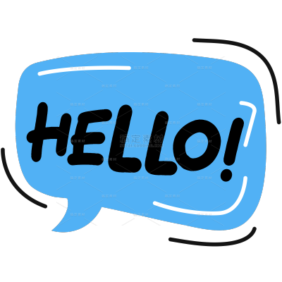 边框系列蓝色气泡框艺术字hello感叹号贴纸（td）