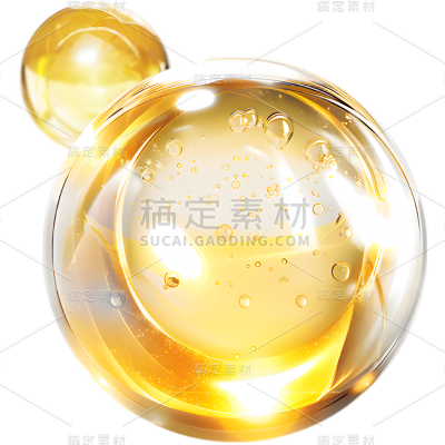 特效通用金色水珠精华分子元素素材