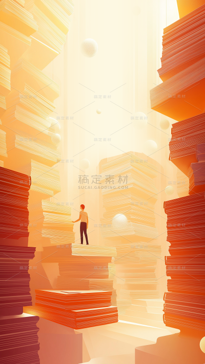 教育系列3D朦胧感书海背景图片