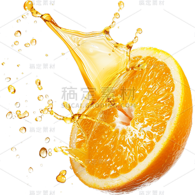 果蔬系列通用写实橙子果汁飞溅元素素材