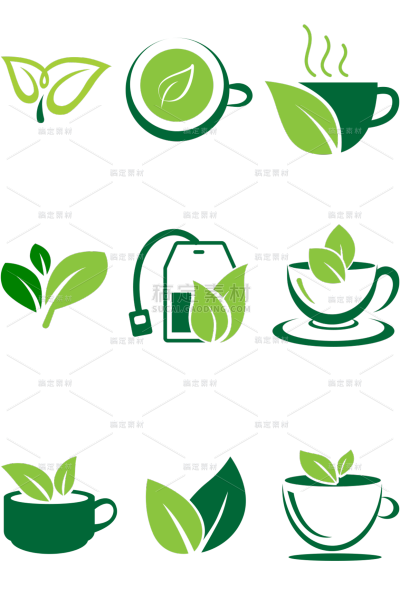 植物通用矢量茶叶图标组合合集元素素材