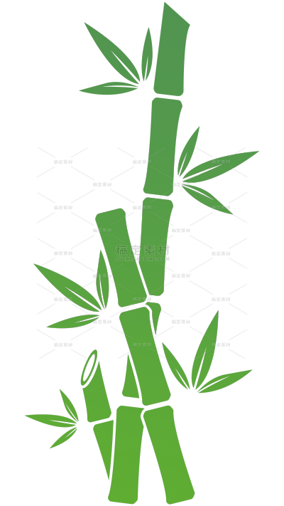 植物系列矢量扁平绿色竹枝（td）
