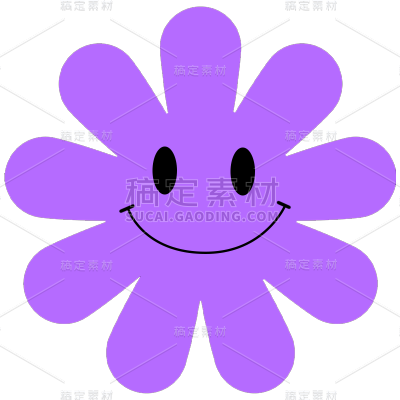 图标系列紫色插画花朵笑脸