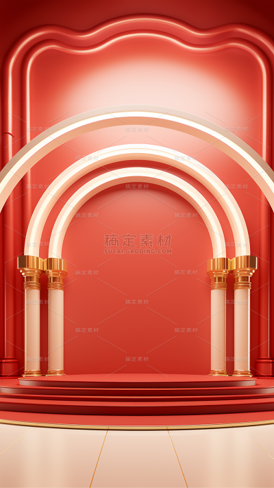 3D立体三维空间红色背景