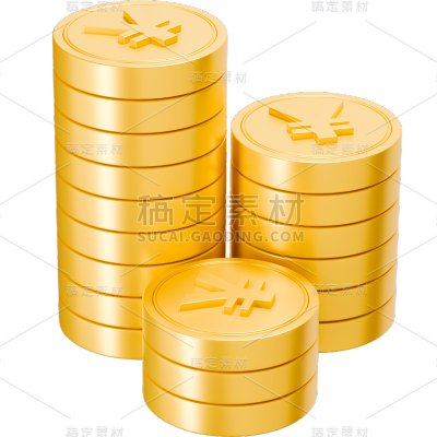 促销通用金色立体金币堆元素素材