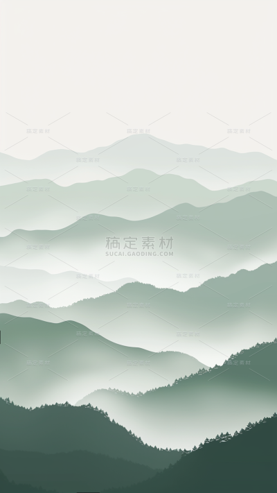 常规系列中国风山群层叠组合通用背景素材