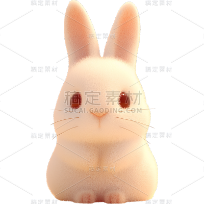 通用毛绒感3D兔子贴纸贴纸动物系列
