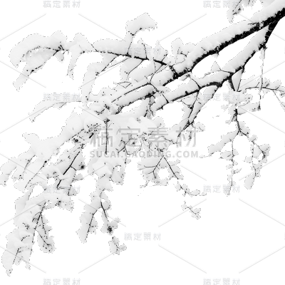 风光通用积雪树枝元素素材