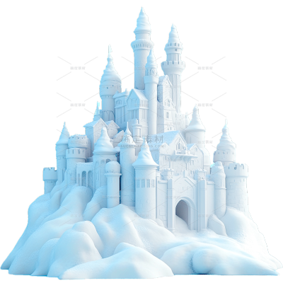 建筑系列通用3D立体冰雕城堡元素素材