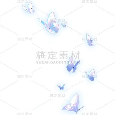 动物系列梦幻插画蓝色渐变蝴蝶组合