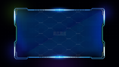 科技风系列蓝色机械感渐变激光高光边框元素（td）