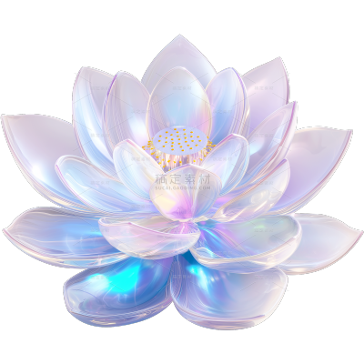 植物系列3D玻璃质感莲花元素