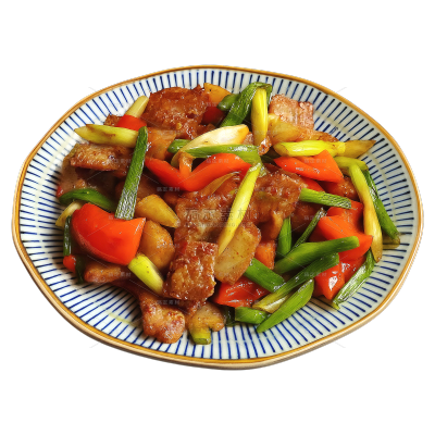 美食系列写实感蒜薹回锅肉元素