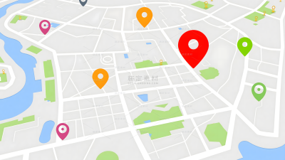常规内容-交通系列扁平风彩色城市地图插画