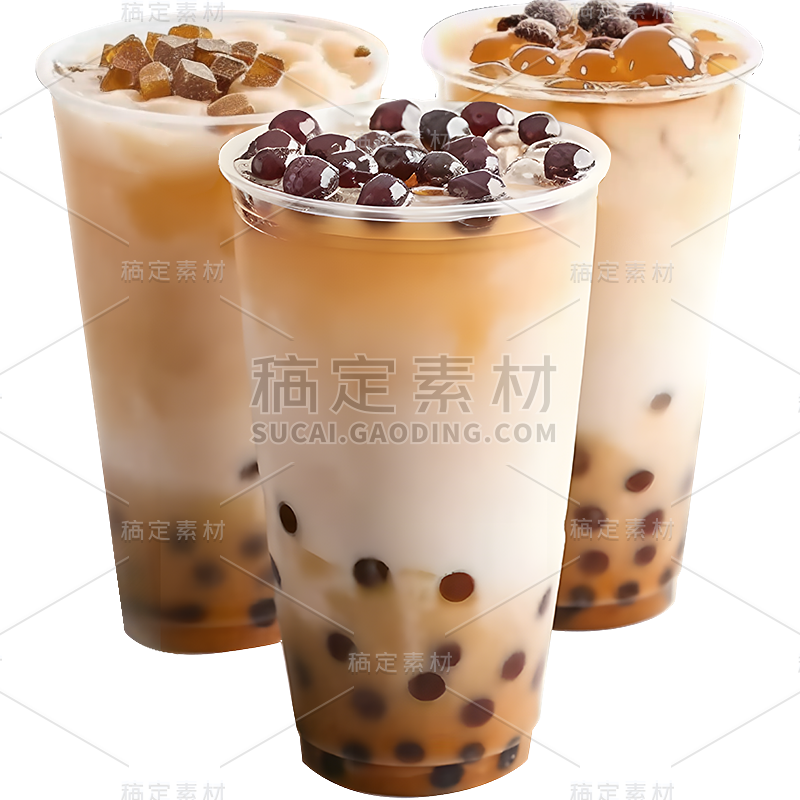 秋天系列实景多杯珍珠奶茶通用元素素材