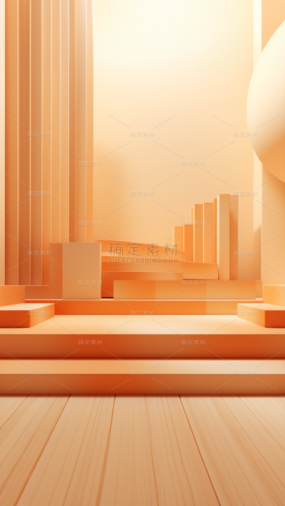 3D立体三维空间金色背景