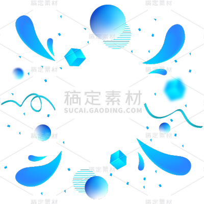 通用促销气氛漂浮球方块蓝色贴纸