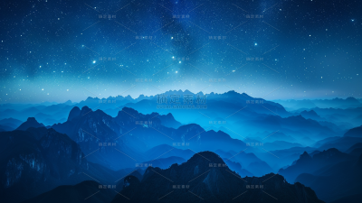 通用蓝色实景横板场景星空背景素材