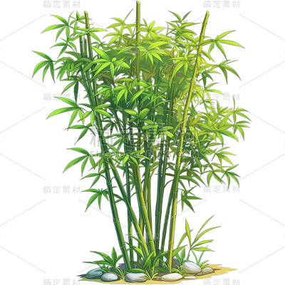 植物通用绿色清新插画竹林元素素材
