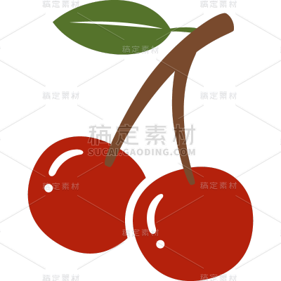 果蔬系列-通用-插画樱桃图标系列贴纸