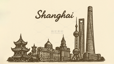 建筑系列手绘城市建筑背景（td)