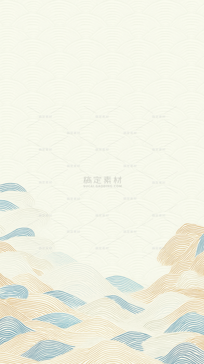中国风系列线条线描波浪元素（td）