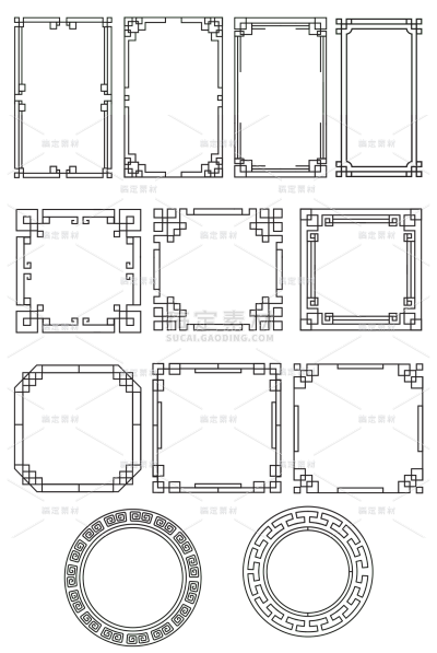 中国风通用中式简约边框元素素材