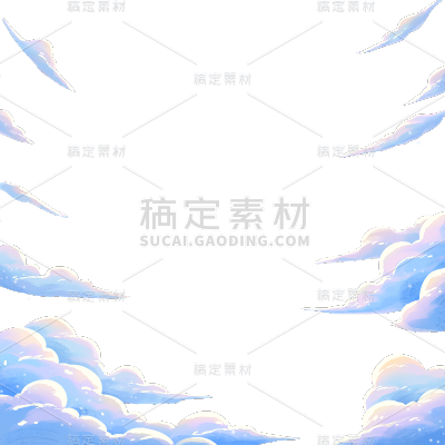 通用电商促销动漫风云彩边框元素素材