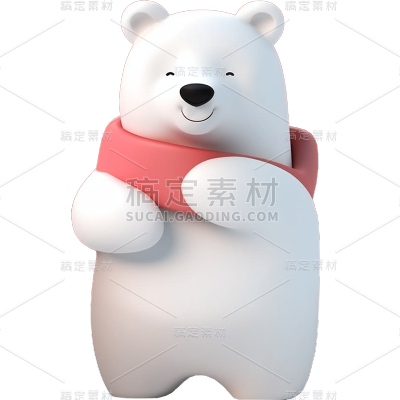 通用可爱感3D立体白色熊元素贴纸