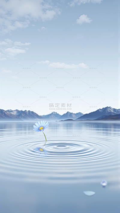 背景系列实景感蓝天水面花泡沫倒影