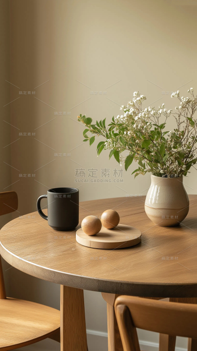 建筑系列通用简约风原木桌椅图片