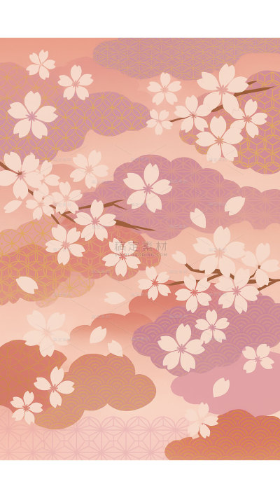 常规内容-背景系列唯美感桃花插画背景