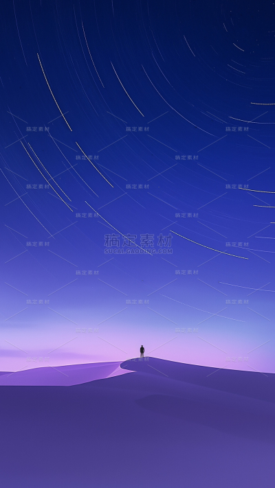 风光系列合成-长曝光星空剪影通用背景素材