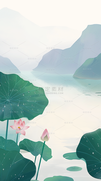 夏至通用夏至荷花背景图片素材
