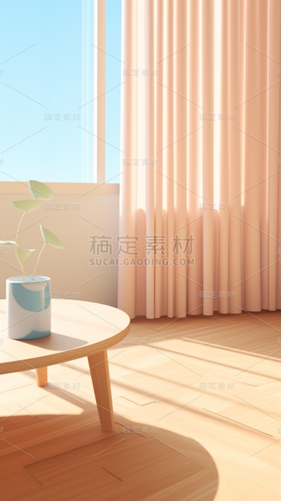 通用电商简约风原木色家居房间室内场景图片